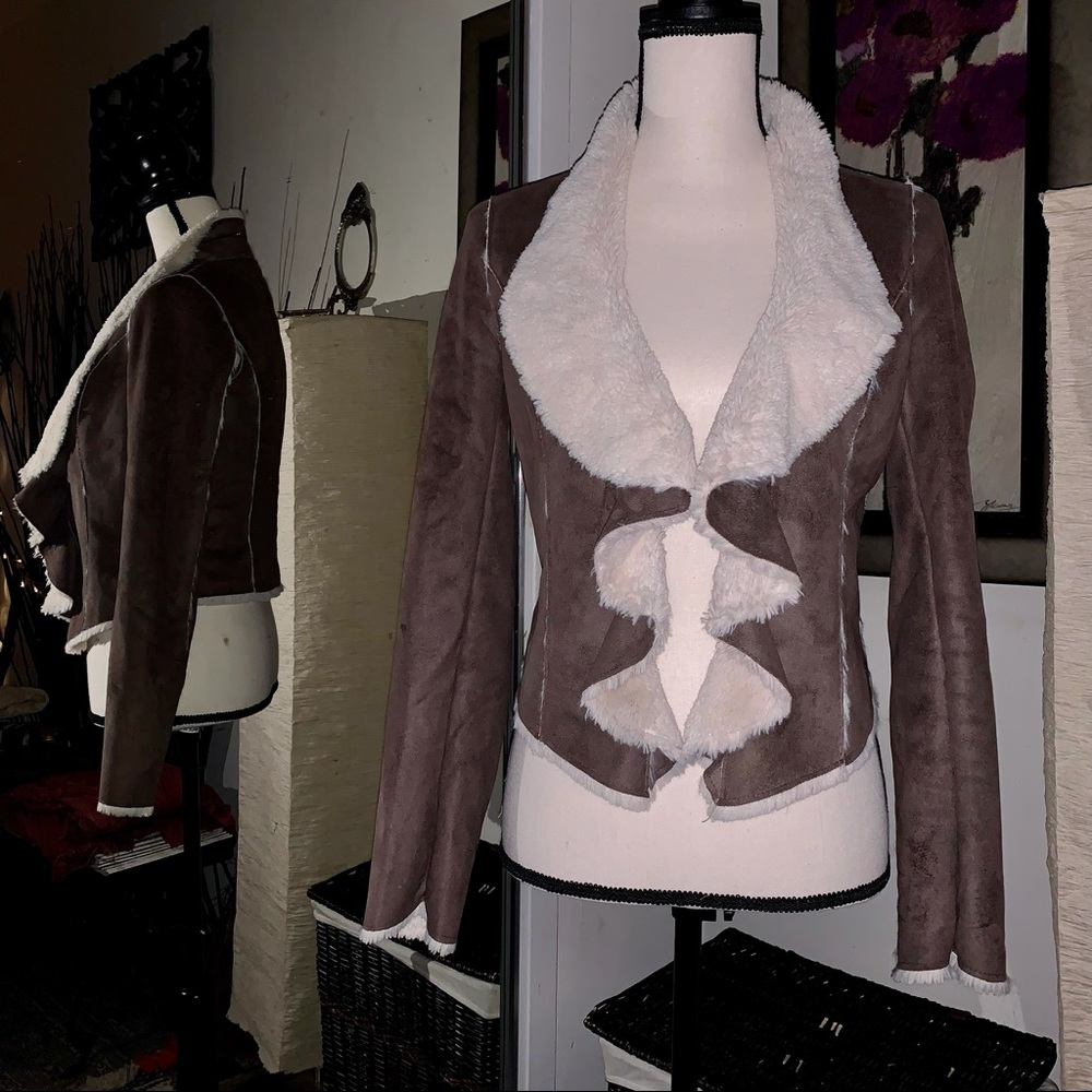 Love Life Freedom Faux Suede & Fur Cropped Jacket